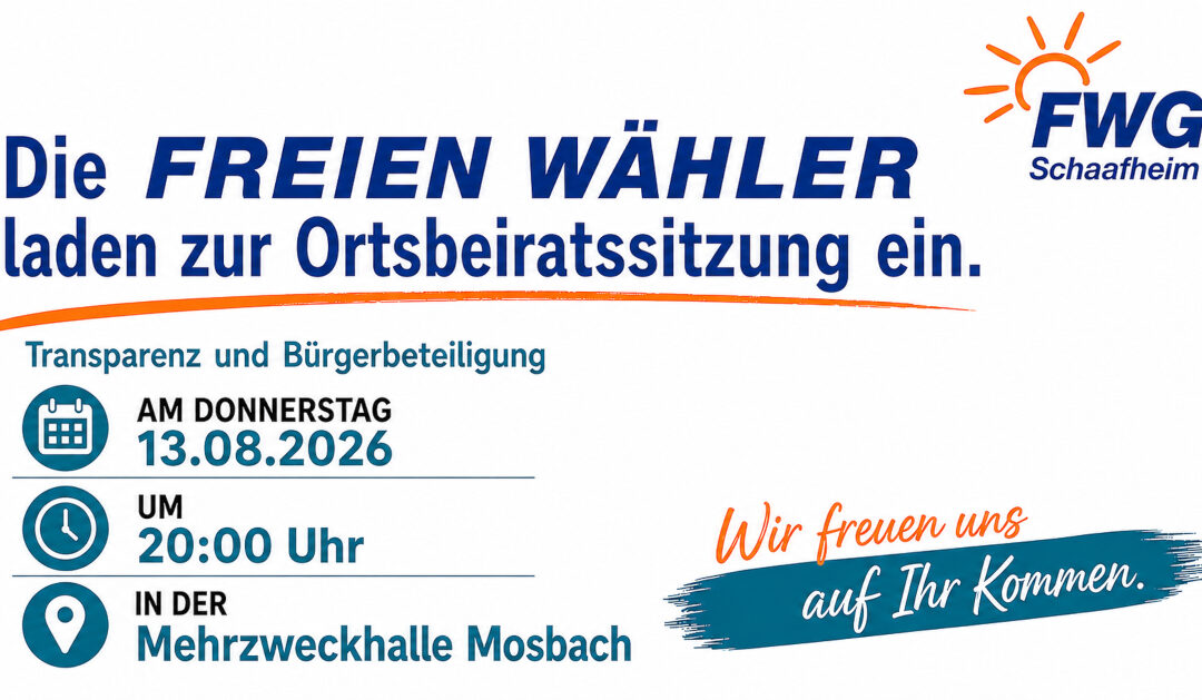 Einladung zur Ortsbeiratssitzung in Mosbach am 13.08.2026