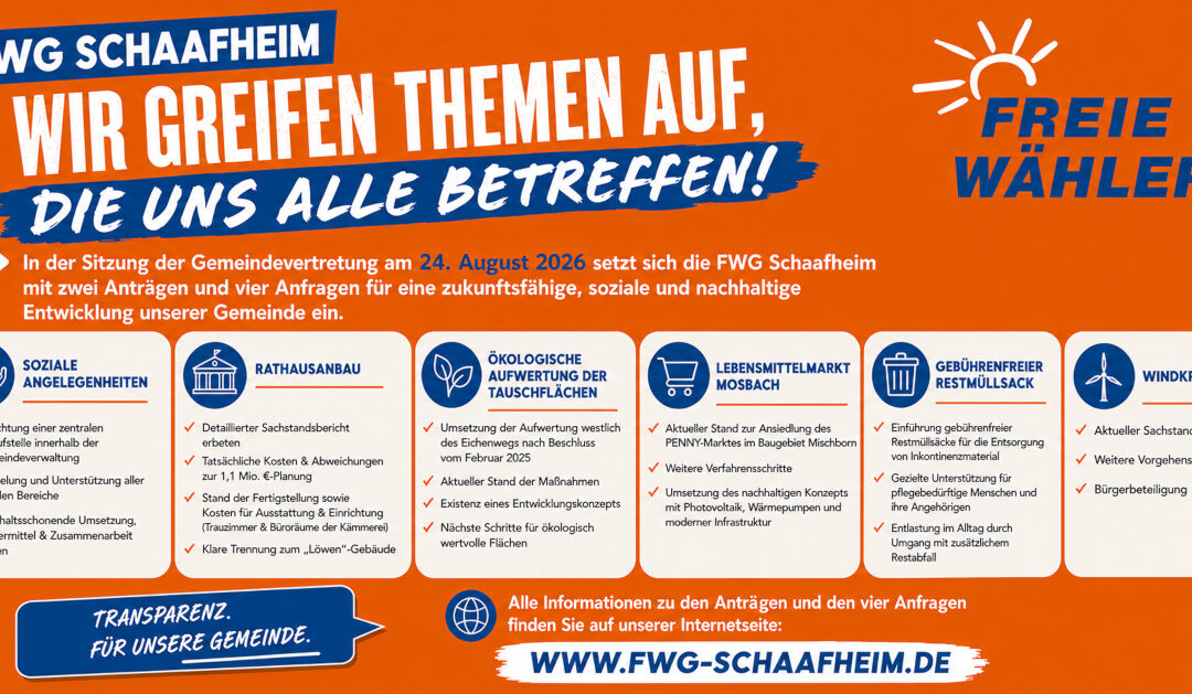 FWG greift Themen auf, die viele Bürger betreffen