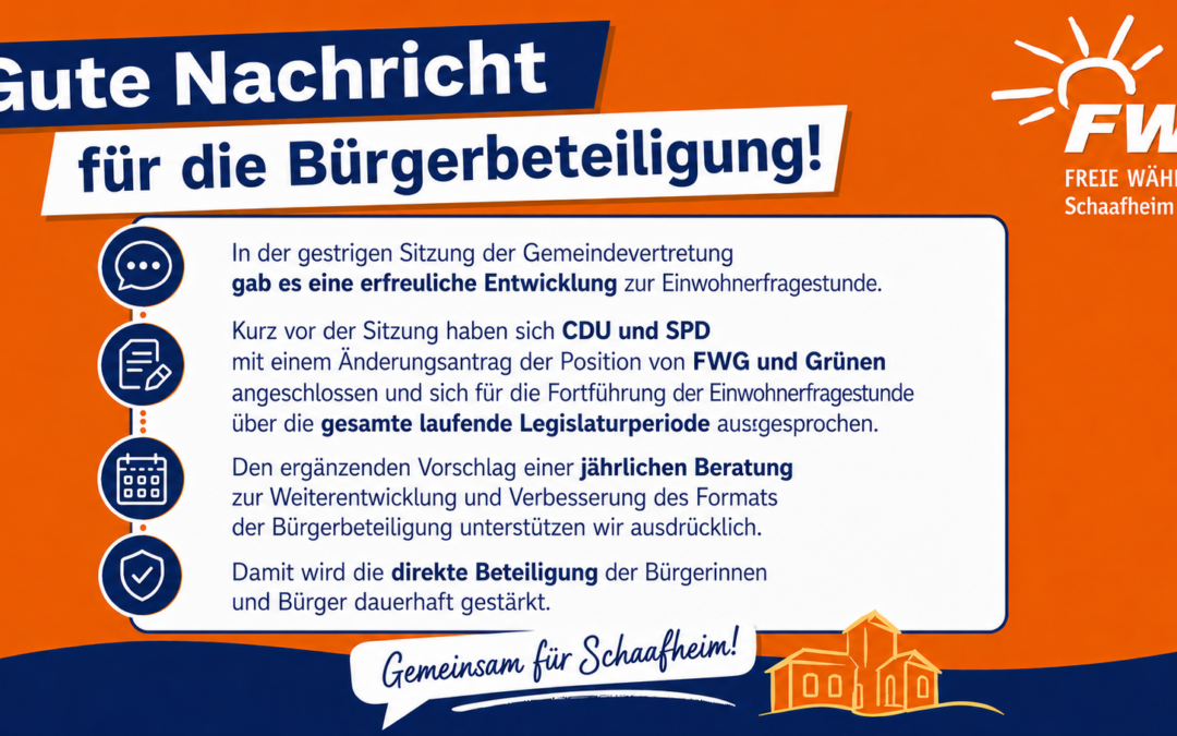 Einwohnerfragestunde wird dauerhaft fortgeführt – ein Erfolg für die Bürgerbeteiligung