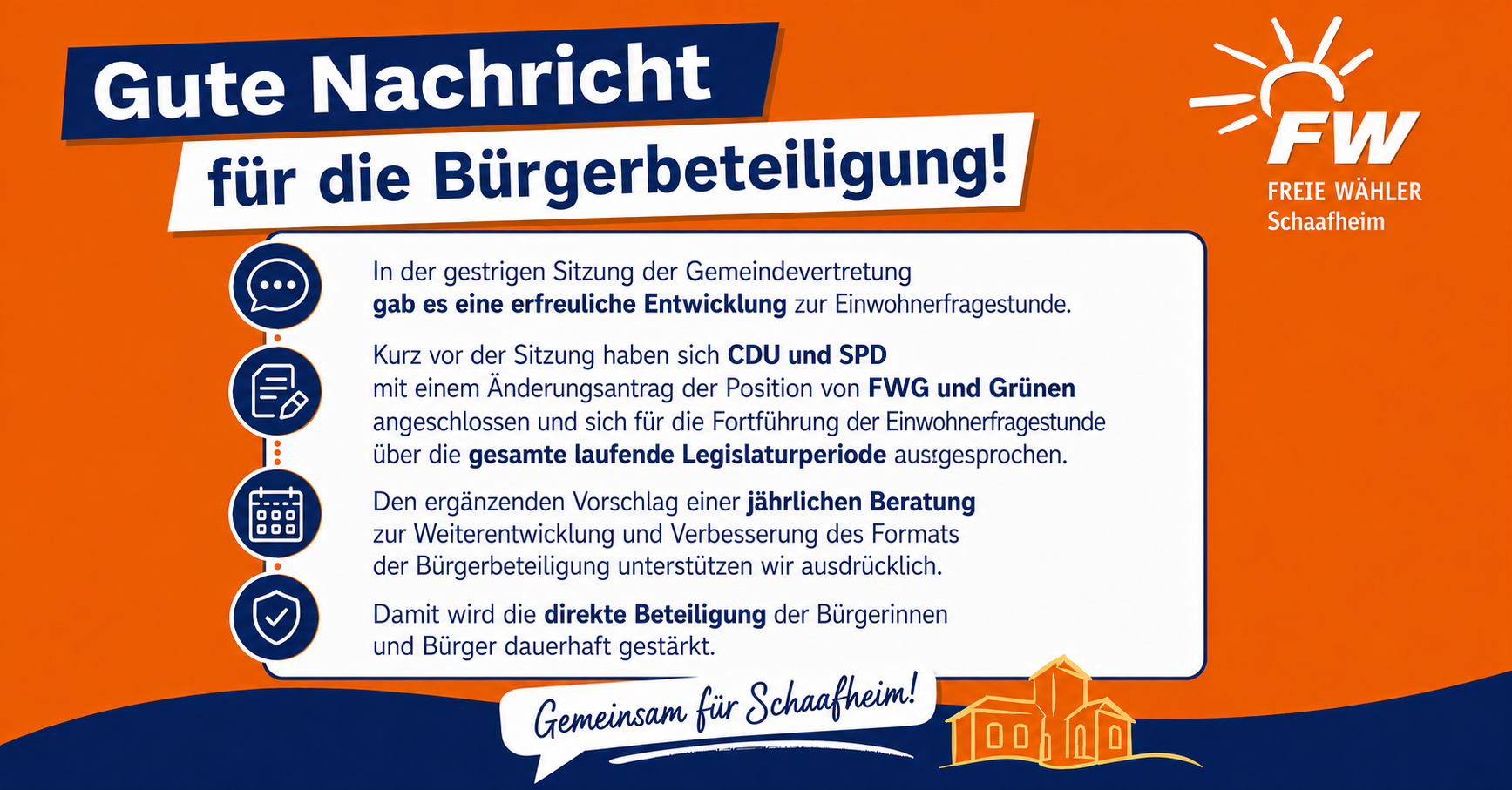 FWG – Fortführung der Einwohnerfragestunde 2026 – 2031 FWG: Einwohnerfragestunde wird dauerhaft fortgeführt – ein Erfolg für die Bürgerbeteiligung