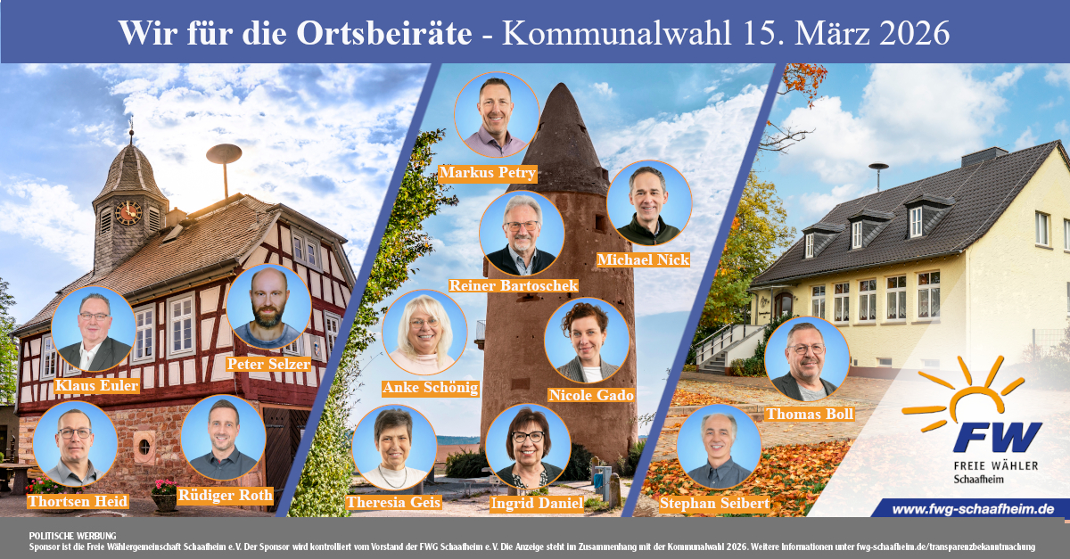 Ortsbeiräte Schaafheim - Kommunalwahl 2026